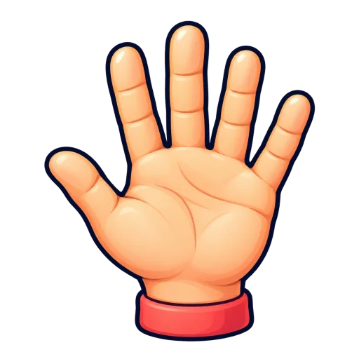 Illustrated open hand for multiplayer rock paper scissors